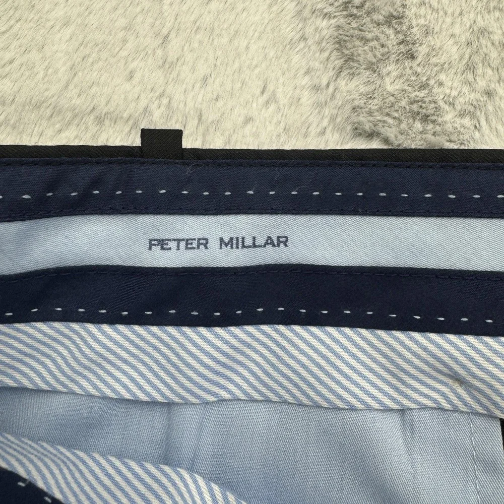 Peter Millar Dress Pants Mens 40 x 32 Black Flat Front Straight Leg Wool Slacks
